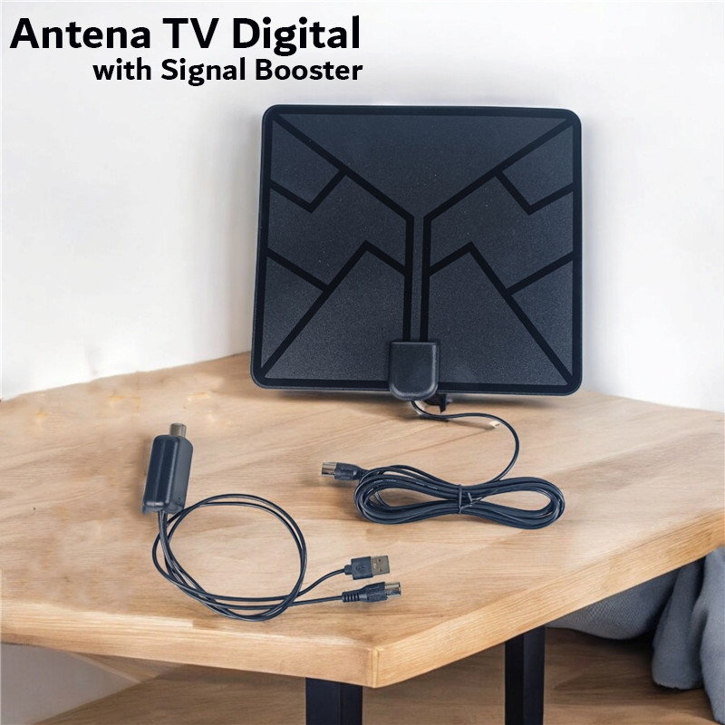 [Bagusnya] TFA Antena TV Digital Indoor DVB-T2 HD 25dB with Signal Booster - T109