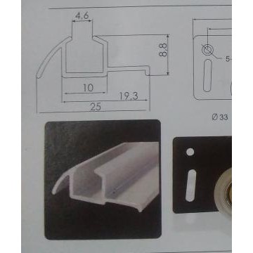 Rel Pintu Sliding Geser Aluminium AS-380 Untuk Lemari/Almari