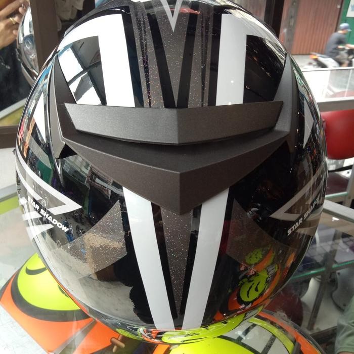 Helm Njs Shadow Double Visor Motif New Abu Lis Hijau Kilat