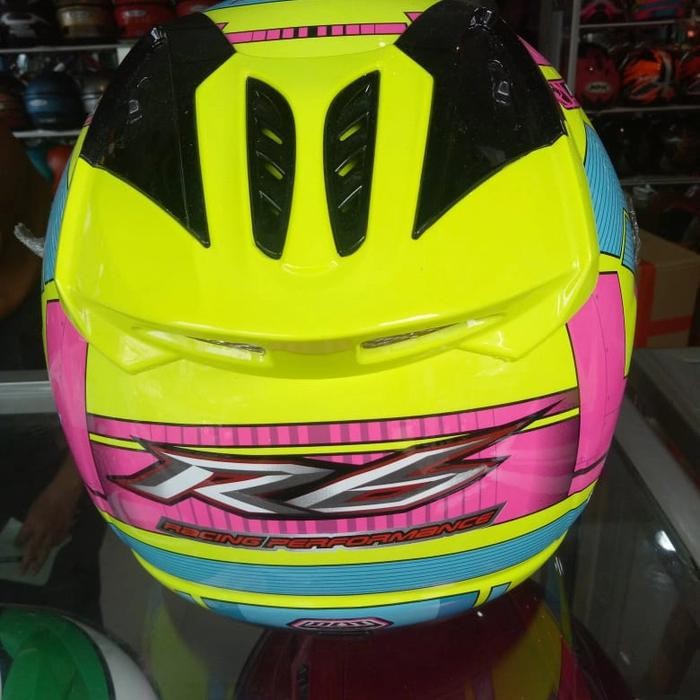 Helm Nhk R6 Motif Kuning Lis Biru