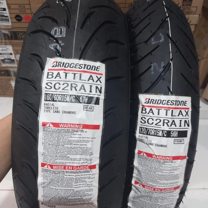 Paketan Ban Luar Bridgestone Battlax Sc 2Rain Uk 120/70-15 & 160/60-15