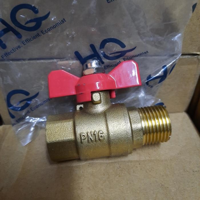 ball valve/stop kran drat dalam drat luar kuningan 1/2" inch