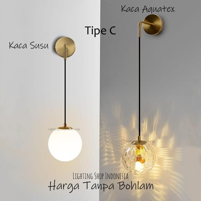 Lampu dinding gold kaca minimalis modern