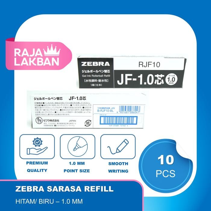 

Isi Ulang Pulpen Refill ZEBRA SARASA JF 1.0 mm/ Tinta Hitam & Biru - PAK