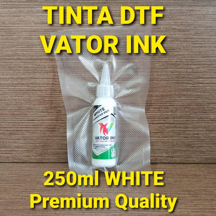 

DTF White Vator Ink 250ml Tinta Putih Transfer Film Sablon Powder Glue