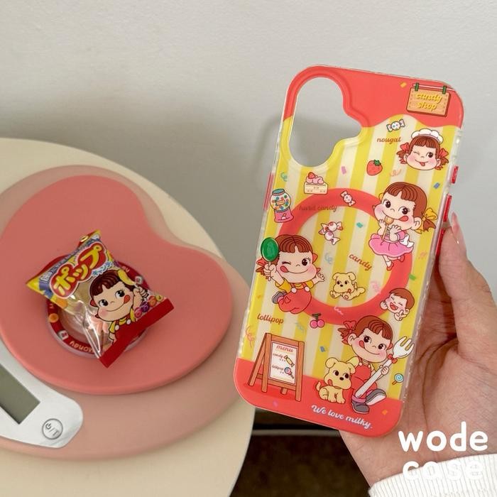 Milky Peko Candy Shop Protective Magsafe Case Dan Magnetic Griptok Untuk Iphone 13-16 Pro Max