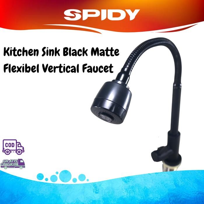 Onda Kenma'Ster - Kran Angsa Hitam Matte Sink Dapur Vertikal 2 Macam Pancuran