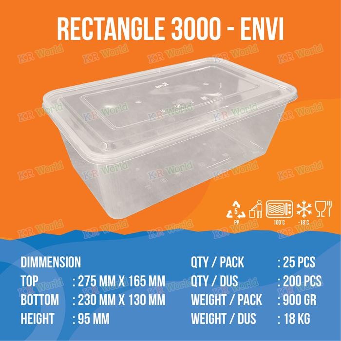 JT (PER DUS) THINWALL RECTANGLE 3000 ML isi 150 per dus
