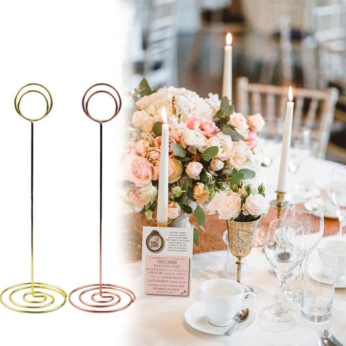 

10Pcs Standing Menu Display Stainless Tiang Nomor Meja Stand Card Holder Standing Price Tag-Restoran