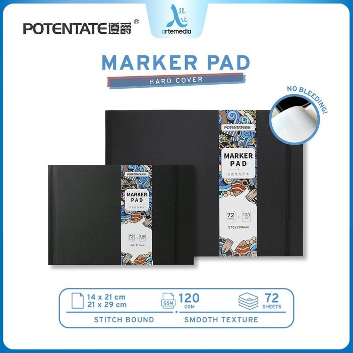 

tersedia potentate marker paper pad hardcover sketchbook - buku sketsa marker