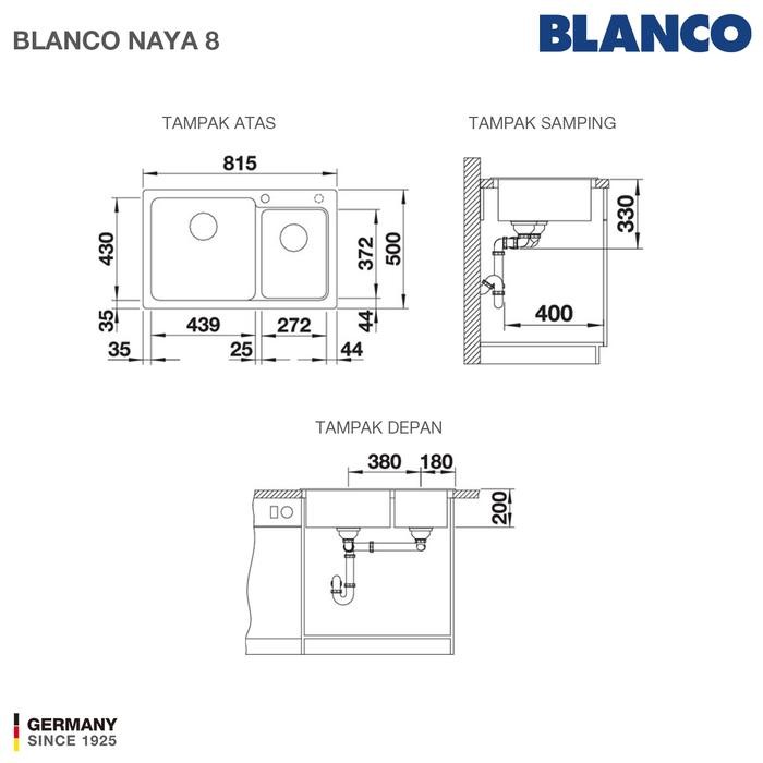 TERBARU KITCHEN SINK BAK CUCI PIRING GRANIT 2 LUBANG BLANCO SILGRANIT NAYA 8 - PAKET KITCHEN SINK