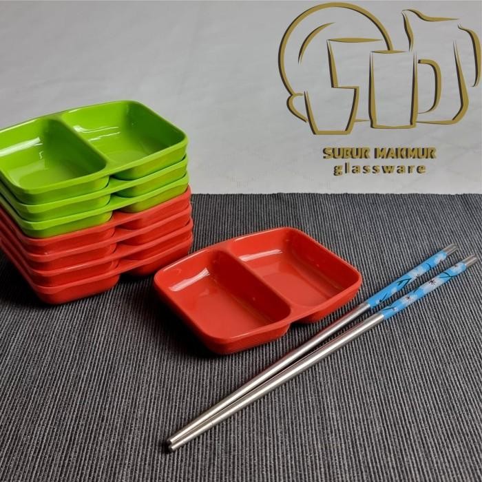 (Allthebest) [1 pcs] Pisin Sambal Sekat 2 Melamin Tebal. Ber SNI / Tempat Cabe