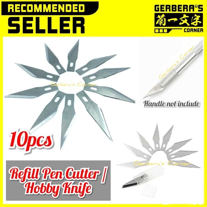 

ID REFILL PEN CUTTER 10PCS REFIL HOBBY KNIFE MATA PISAU SPARE BLADE