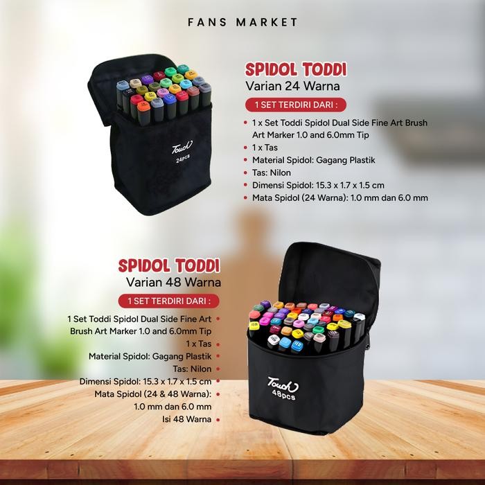 

ID TODDI SPIDOL DUAL SIDE FINE ART BRUSH PEN ART MARKER SET