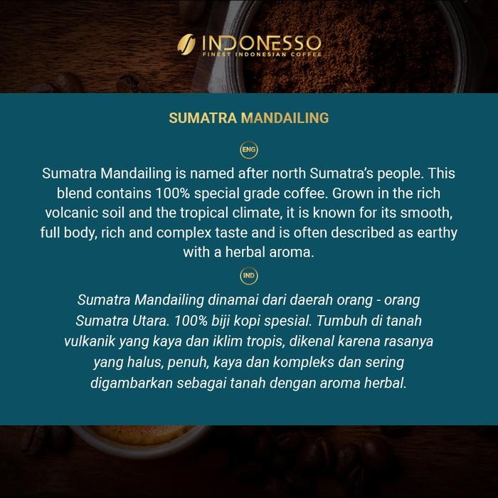 

INDONESSO SUMATRA MANDAILING COFFEE CAPSULES COMPATIBLE WITH NESPRESSO MACHINES / KAPSUL KOPI