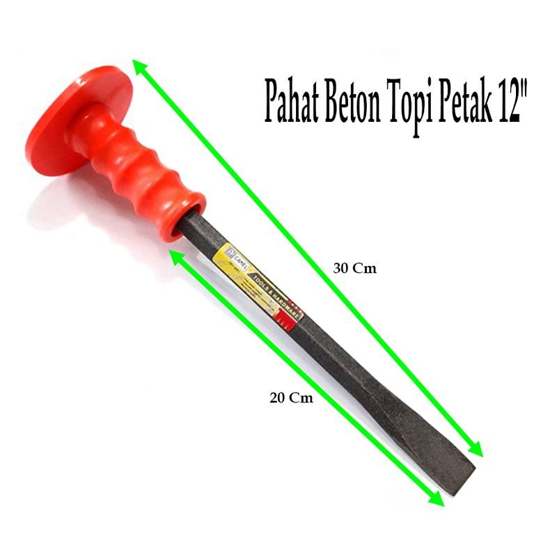 GROSIR TERMURAH Pahat Beton PETAK (U) Gagang Bulat 12" inch Heavy Duty / Betel Tatah Gepeng Baja Tem