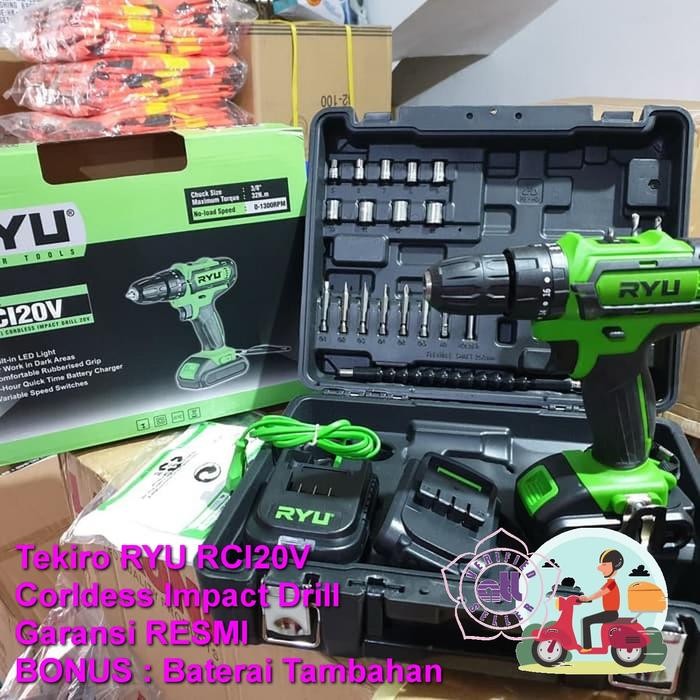 Paling Murah Ryu Tekiro Rci20V 20 Volt 20V Cordless Impact Drill Bor Baterai Murah
