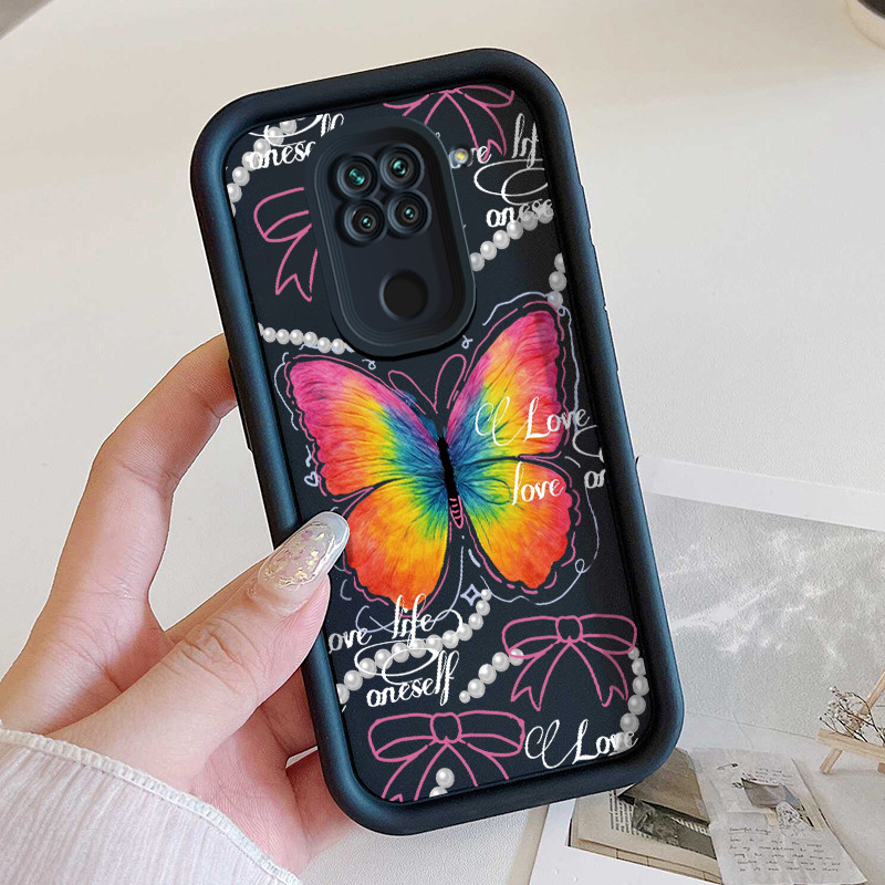 Casing Hp untuk Xiaomi Redmi Note 9 4G 10X Case Casing HP Softcase ponsel silikon tahan Kasing Kupu-
