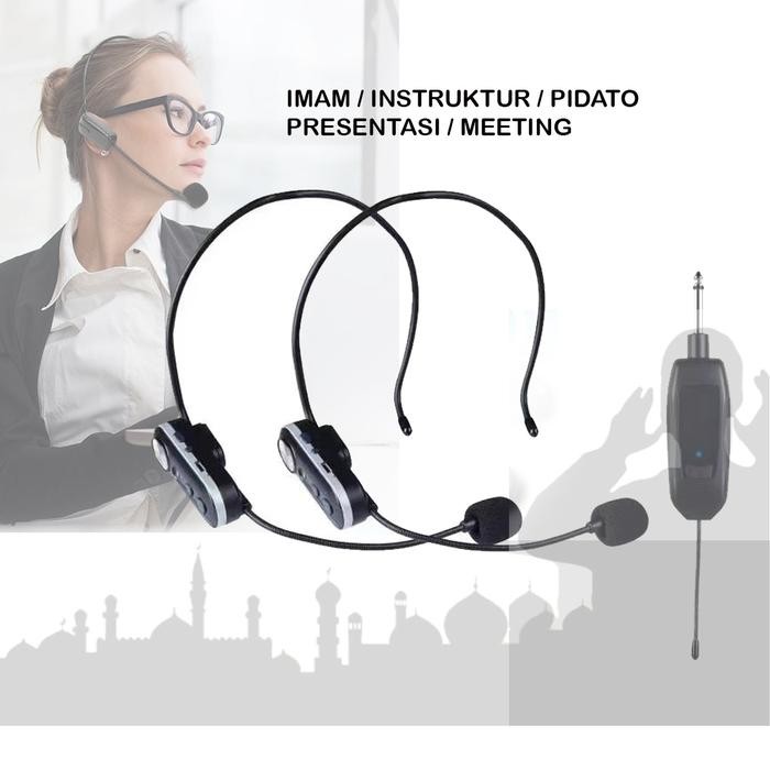 Mikrofon Mic Clip On Wireless 2.4G Persentasi Tur Imam Masjid Musholla