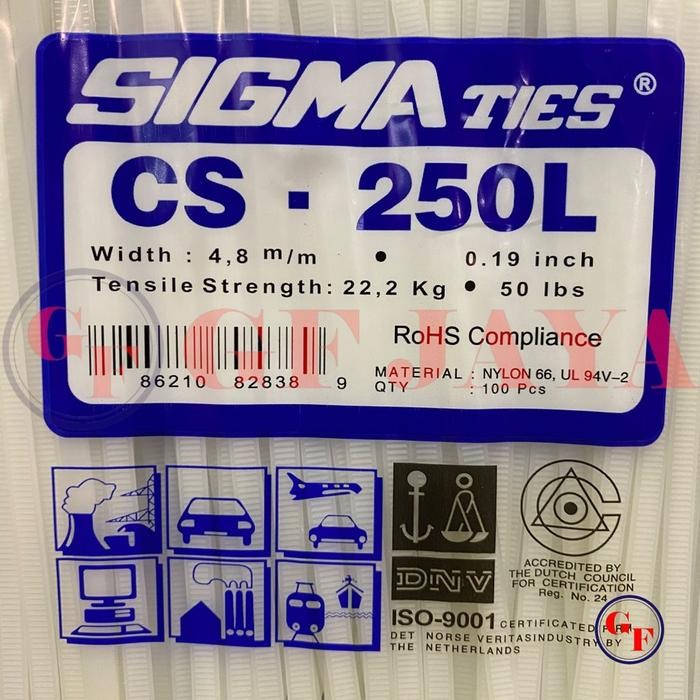 

ID KABEL TIES SIGMA CS-250L 25CM X 4.8MM PUTIH / CS250L CV250 CV 250 L 25 CM 250MM 4.8 MM 4,8 /