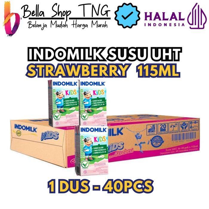 

Indomilk Kids Stroberi Strawberry Susu UHT 115ml x 40pcs 1 dus / Karton