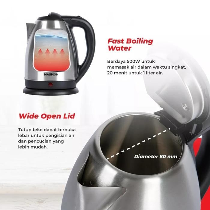 Electric Kettle / Teko Listrik Maspion Mek-1802 Ks / Mek1802Ks