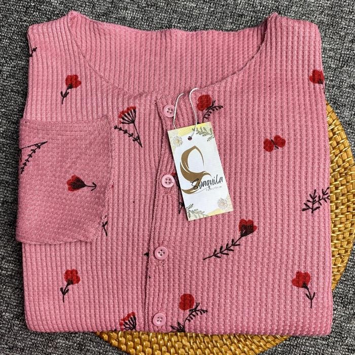 Cardigan Motif Wanita Premium / Cardigan Crop Top Motif Cantik Outer Bunga Atasan Muslim Panjang