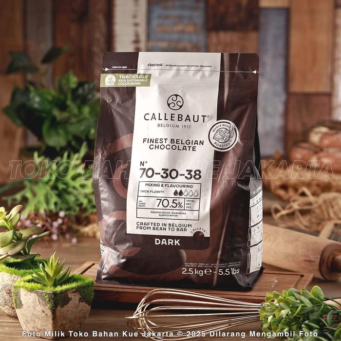 

Neww Callebaut NOIR 2,5kg Pack ASLI Dark Chocolate Couverture 70,5% Coklat Coin Pahit 7030 Cokelat