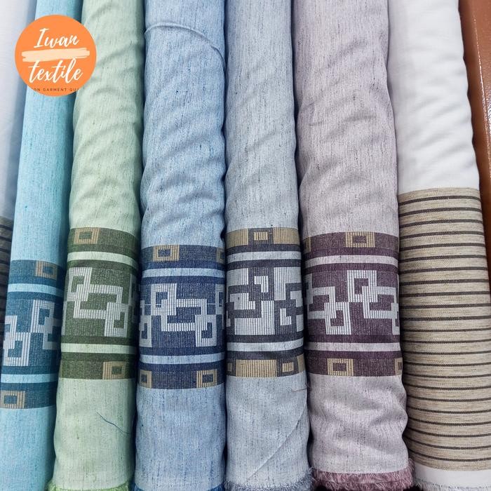 

Promo Linen India / Kain Katun / Katun Motif Pinggir Untuk Koko/Kemeja
