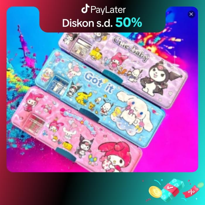 

New Tempat Pensil Magnet Karakter 2 Sisi / Kotak Pensil Magnet Karakter Dengan Rautan Mini / Pensil