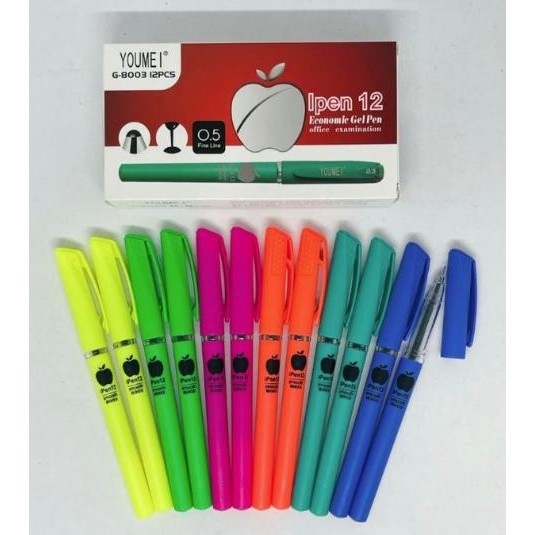 

New 12pcs) Pulpen Gel Apel / Pen Ipen Murah / Bolpen Apple 0.5mm