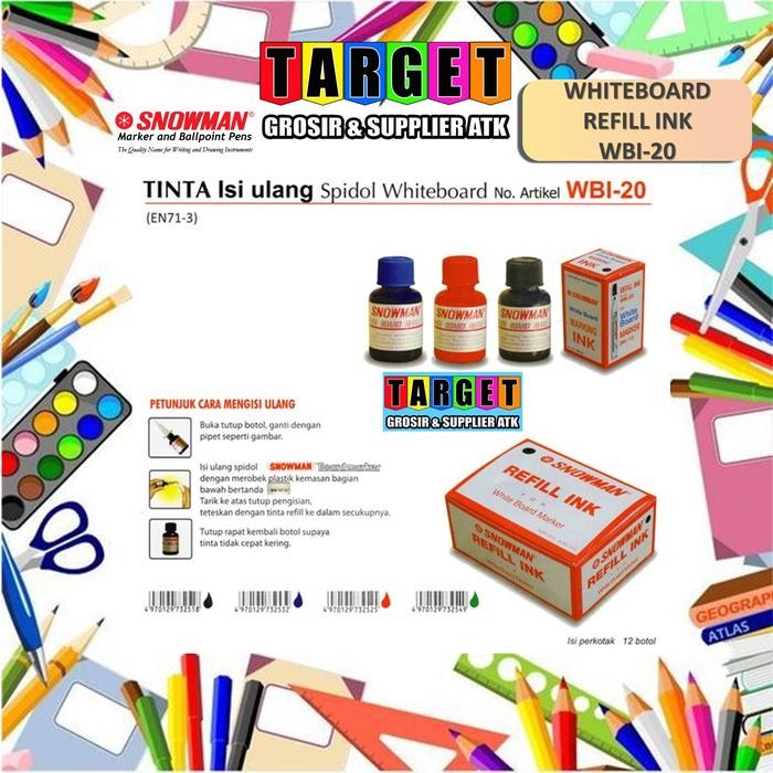 

New TINTA ISI ULANG SPIDOL SNOWMAN WHITEBOARD & PERMANENT MARKING INK