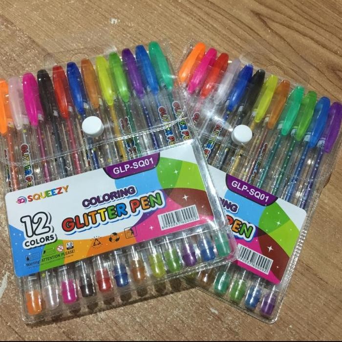 

New Pulpen Gel Warna Glitter / Glitter Pen Squeezy 12 Warna