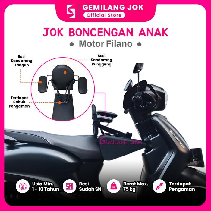 Kursi Jok Boncengan Anak Dudukan Portable Motor Matic YAMAHA FILANO - Dilengkapi Besi Sandaran