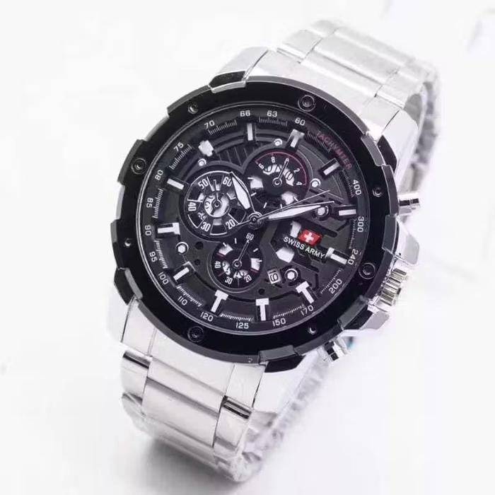 JAM TANGAN PRIA SWISS ARMY RANTAI TANGGAL AKTIF CHRONO VARIAN - GRATIS BOX