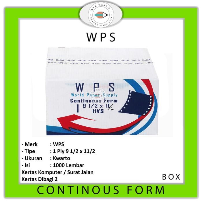 

SALE [KHUSU GOSEND] WPS Continous Form 91/2 x 11 ( 1Ply ) K1/2 Hvs