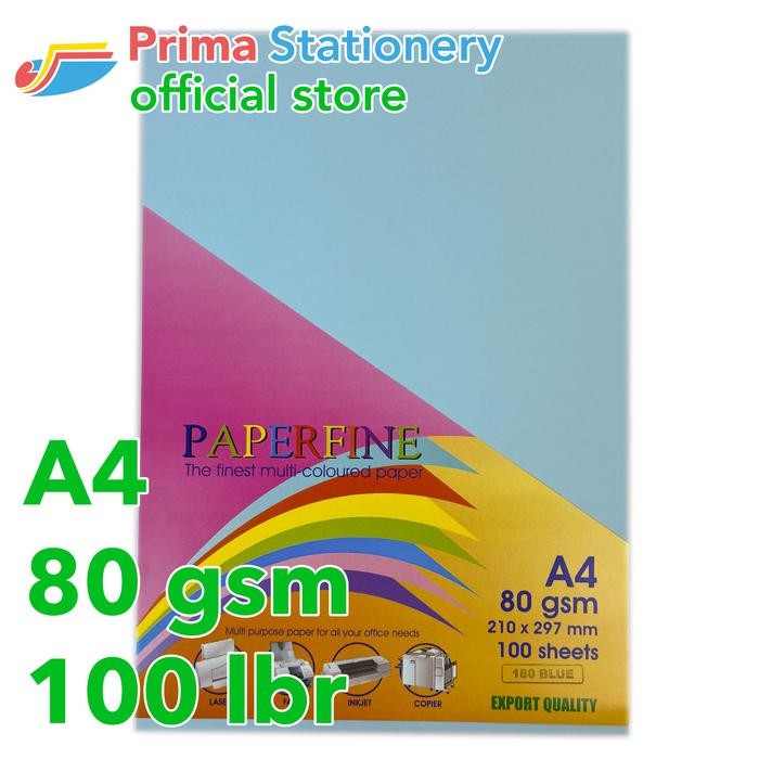 

SALE Paperfine Kertas HVS Warna A4 IT 180 Blue isi 100 lbr [TC]