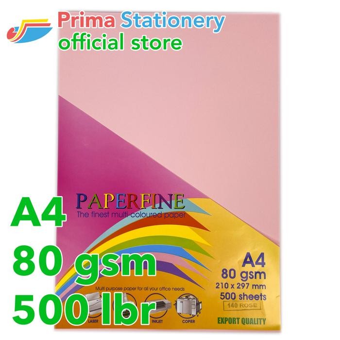 

TERMURAH Paperfine Kertas HVS Warna A4 IT 140 Rose Rim isi 500 lbr [TC]