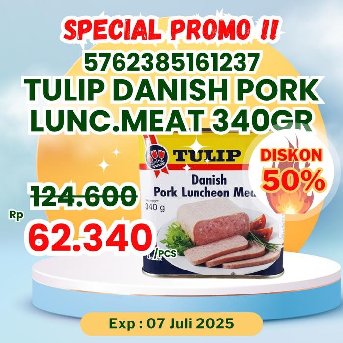 

Promo Tulip Danish Pork Luncheon Meat 340g Kaleng Import