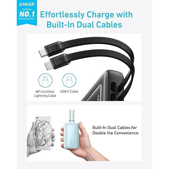 Anker Zolo Power Bank 10.000mAh 30W Max Fast Portable Charger with Built-in USB-C and MFi Certified