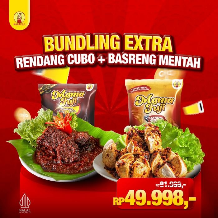 

Baru Mamafuji Paket Murah Rendang Cubo-Cubo 80gr + Basreng Mentah Chili Oil 200gr