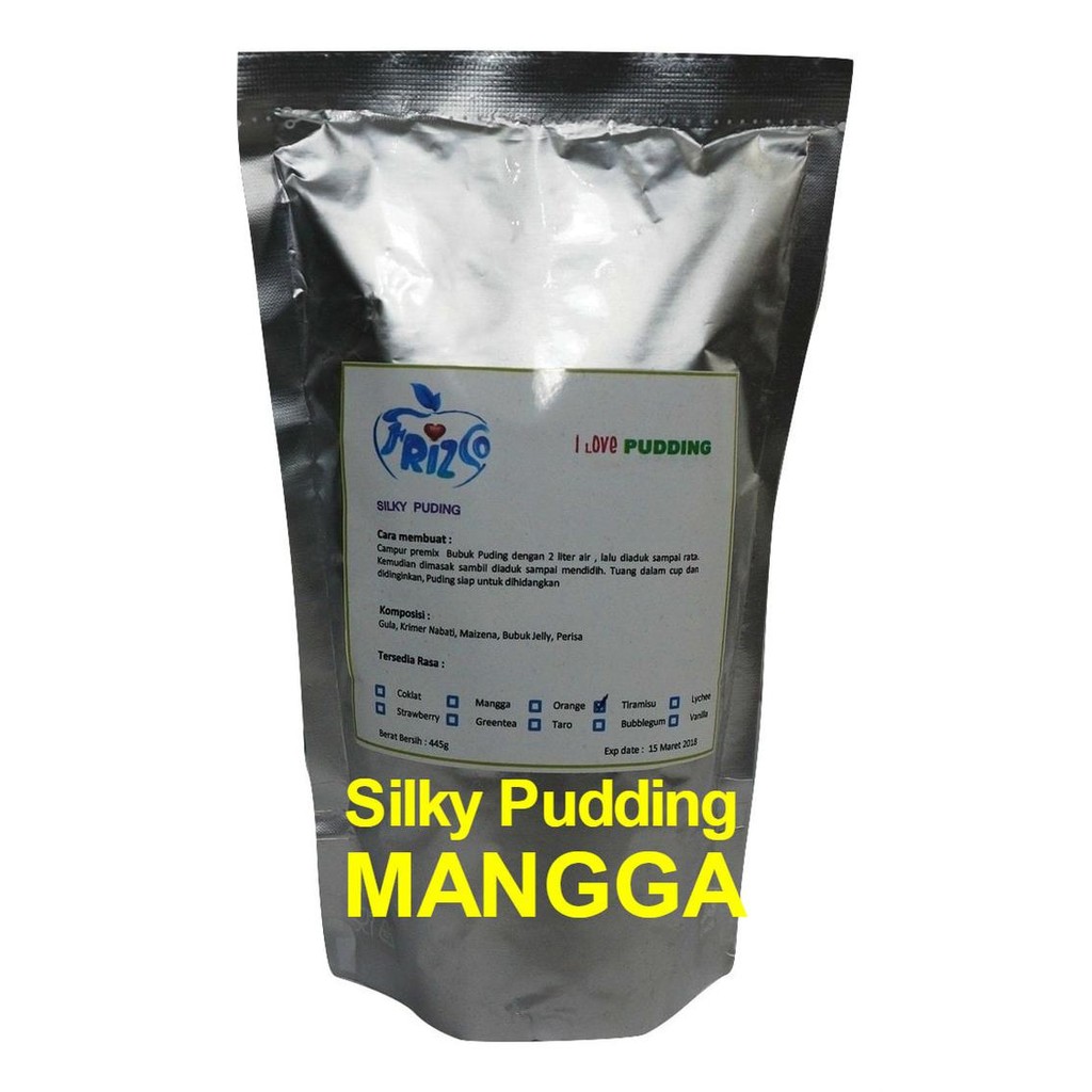 

Baru Manggo Frizco Silky Pudding Powder 445gr - Puding Sutra Mangga