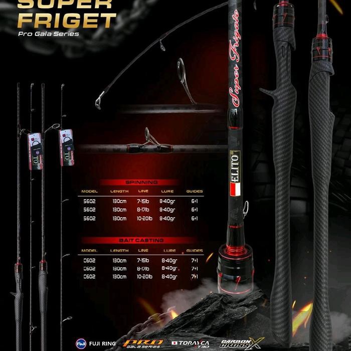 Joran Elito Super Frigate Carbon Solid Spinning 180Cm 10-20Lbs - 7Pcs Guide, Reel Seat Non-Fuji,