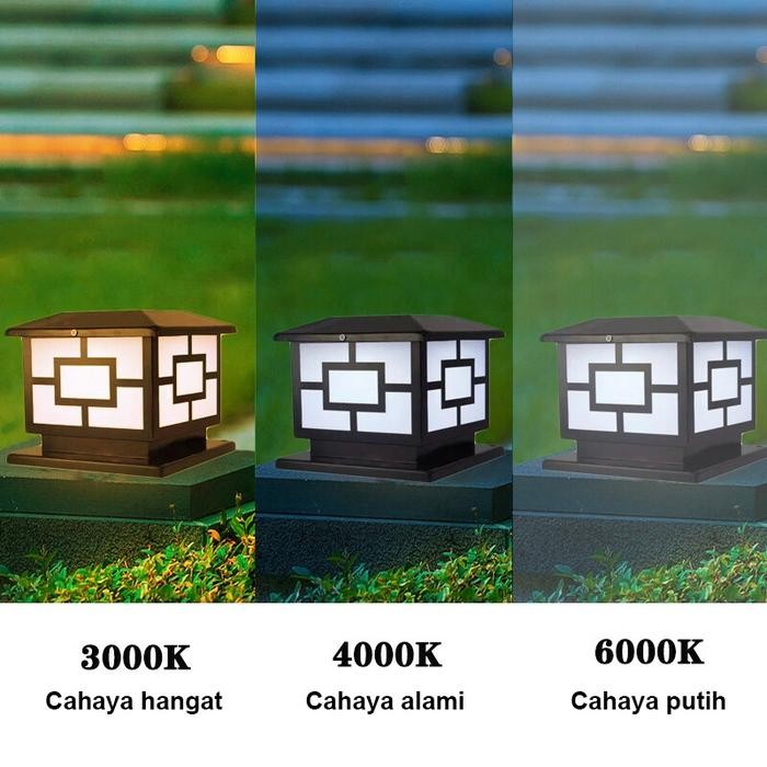 ready stock Lampu Pilar Pagar Dekorasi Taman Bingkai Lampu pagar 4 warna Lampu Tiang Tenaga Surya