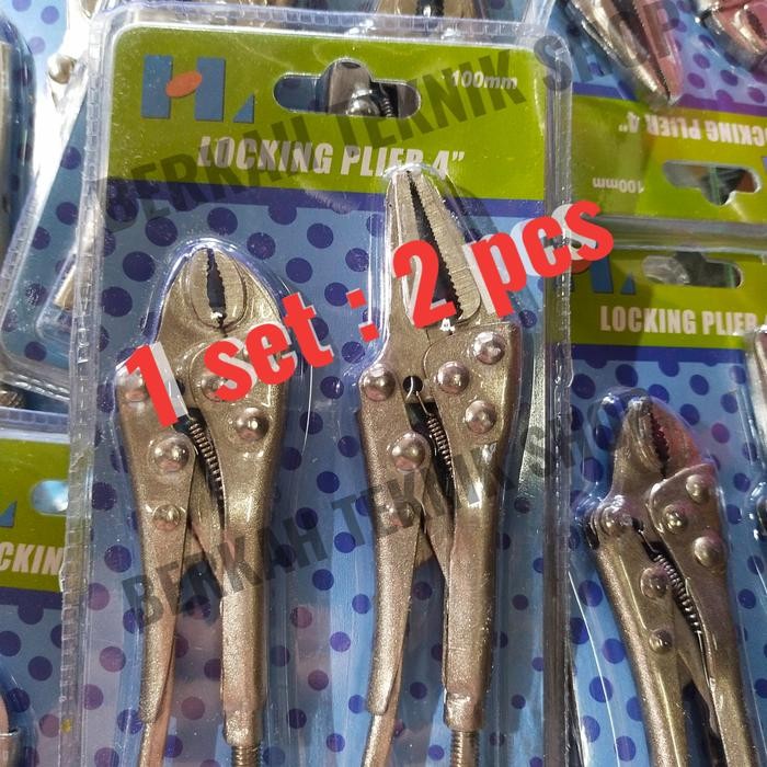 TANG JEPIT SET (2 pcs) TANG BUAYA MINI 4" LURUS dan BENGKOK MINI kunci inggris pipa