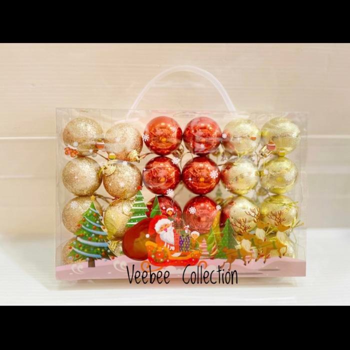 Bola Natal 4Cm Mika Koper/ Bola Hias Pohon Natal/Mainan Natal Bola