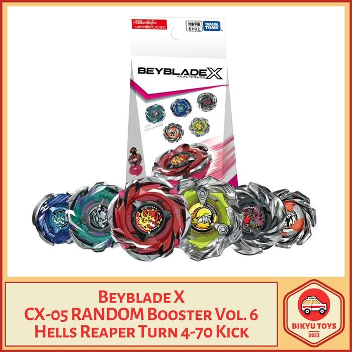 Sale Beyblade X Cx-05 Hells Reaper Ratchet 4-70 Bit K Kick Rhino Charge 4-55 Dot Random Booster Set