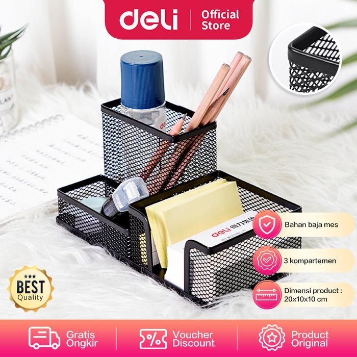 

1YFS Deli E9175 Tempat Alat Tulis-Mesh Desk Organizer 3 Comp