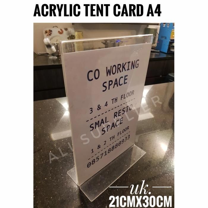 

ID ACRYLIC TENT A4 MODEL T / ACRYLIC A4 2 SISI / ACRYLIC TENT CARD A4 2 SISI / ACRYLIC DISPLAY MEJA