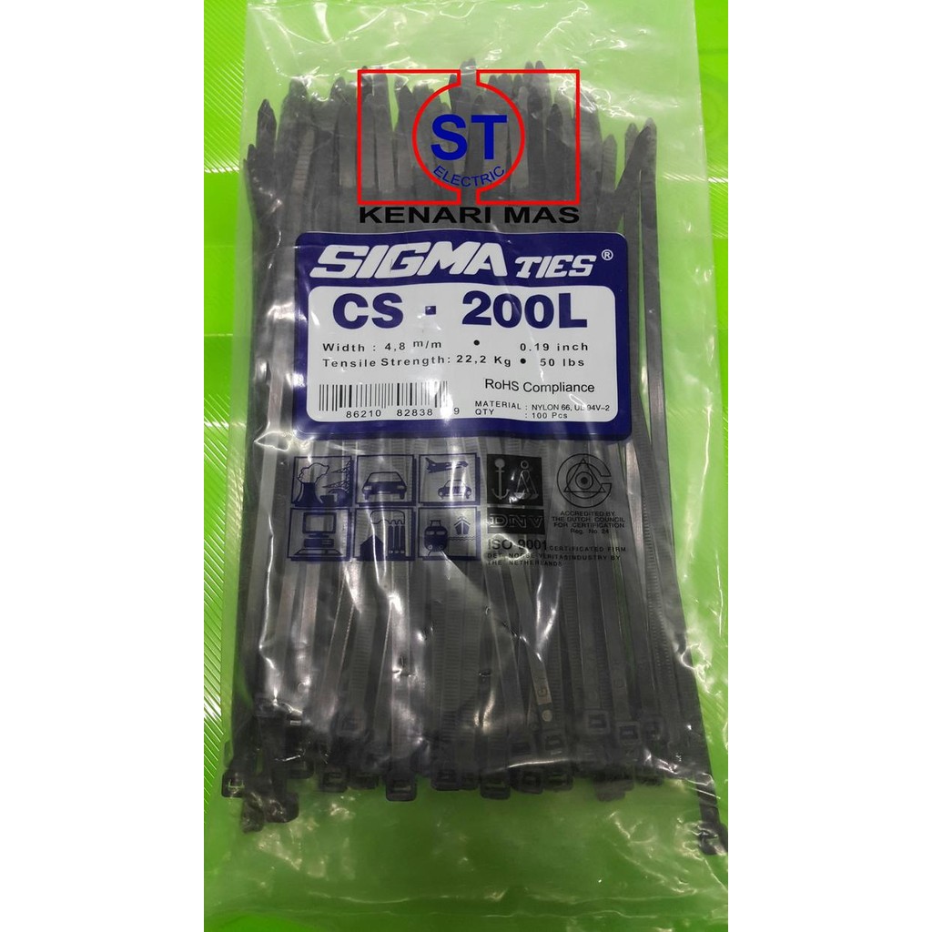 

ID KABEL TIES / KABEL TIS / CABLE TIE CS 200 L HITAM 20 CM SIGMA